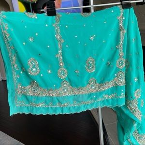Gorgeous Green Embroidered Chiffon Saree